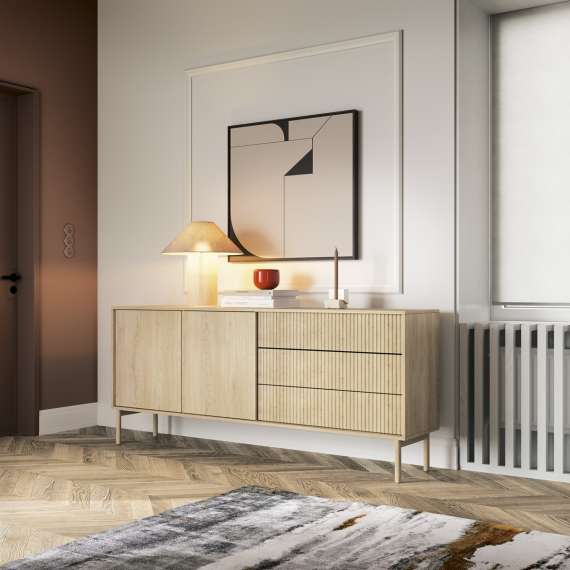 Skjenk Tavo 187x80 cm - eik - 2 dører - 3 skuffer