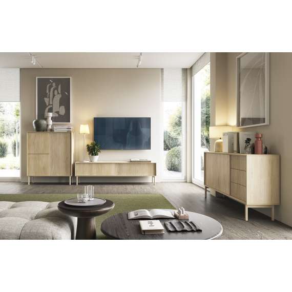 Skjenk Tavo 187x80 cm - eik - 2 dører - 3 skuffer