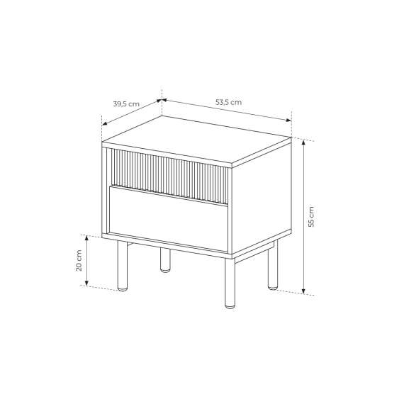 Nattbord Tavo 53x55 cm - eik - 2 skuffer