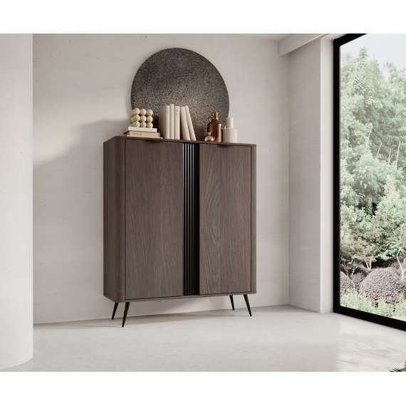 Skap Veris 113x134 cm - mørk eik - 2 dører - hyller