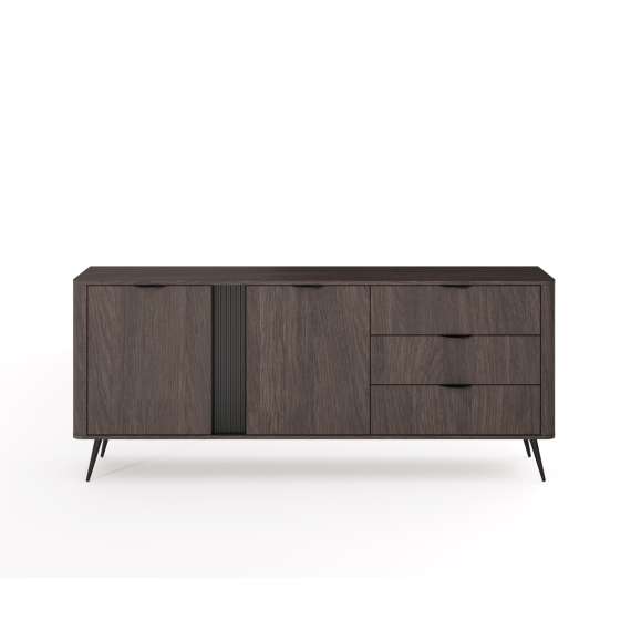 Skjenk Veris 195x81 cm - mørk eik - 2 dører - 3 skuffer