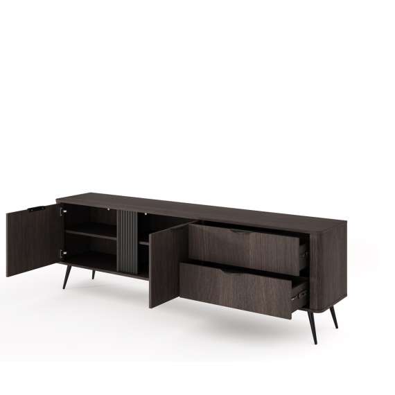 Tv-benk Veris 195x61 cm - mørk eik - 2 dører -  2 skuffer