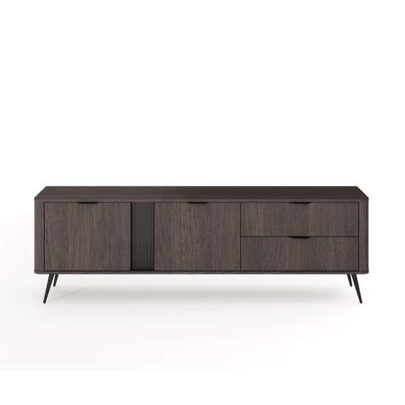 Tv-benk Veris 195x61 cm - mørk eik - 2 dører -  2 skuffer