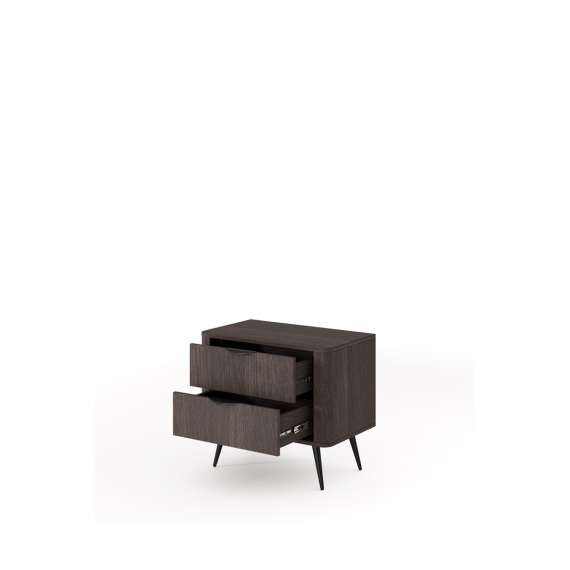 Nattbord Veris 63x55 cm - mørk eik - 2 skuffer