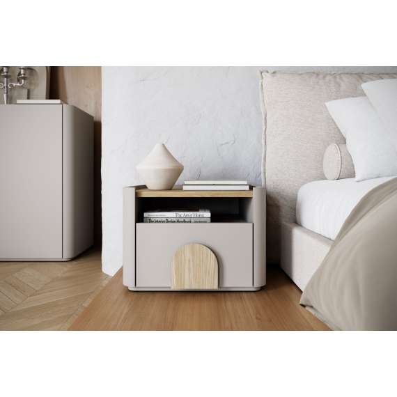 Nattbord AMILIO - 48x35 cm - 1 skuff- cashmere - oljet eik