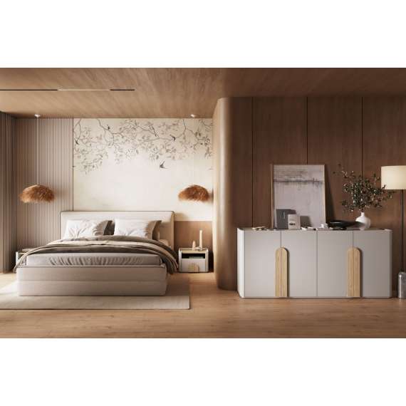 Nattbord AMILIO - 48x35 cm - 1 skuff- cashmere - oljet eik