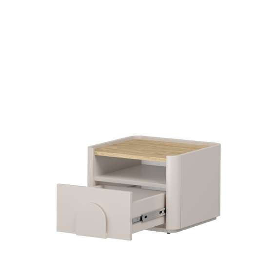 Nattbord AMILIO - 48x35 cm - 1 skuff- cashmere - oljet eik