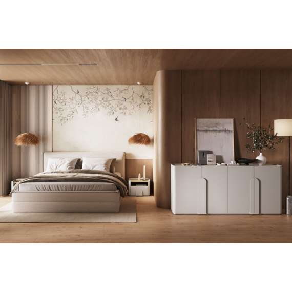 Nattbord AMILIO - 48x35 cm - 1 skuff- cashmere - oljet eik