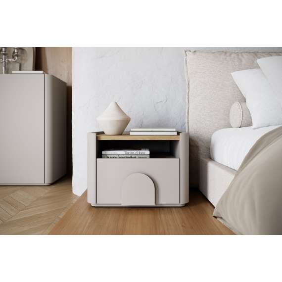 Nattbord AMILIO - 48x35 cm - 1 skuff- cashmere - oljet eik