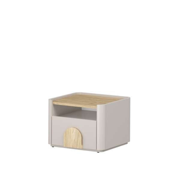 Nattbord AMILIO - 48x35 cm - 1 skuff- cashmere - oljet eik