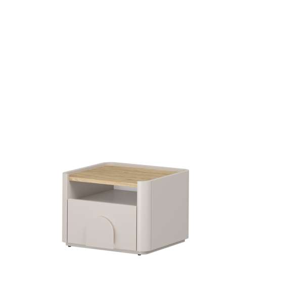 Nattbord AMILIO - 48x35 cm - 1 skuff- cashmere - oljet eik