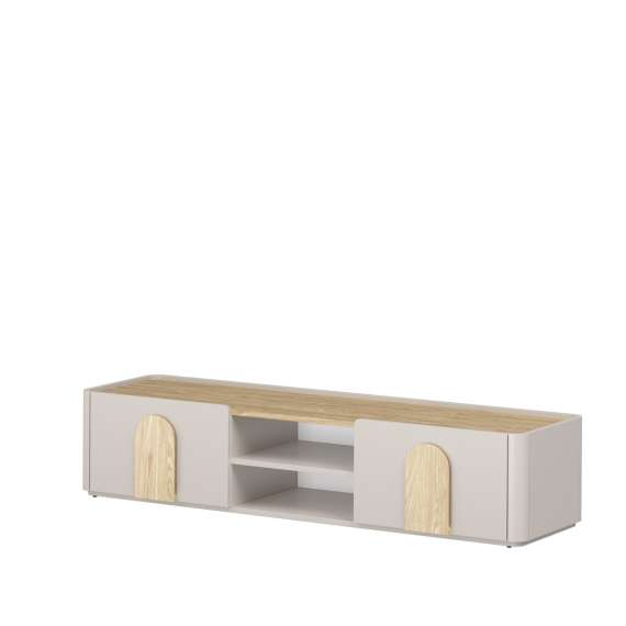 Tv-ben AMILIO - 170x36 cm - 1 skuff- 1 dør- cashmere - oljet eik