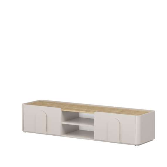 Tv-ben AMILIO - 170x36 cm - 1 skuff- 1 dør- cashmere - oljet eik