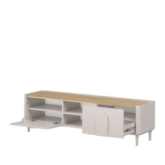 Tv-ben AMILIO - 170x48 cm - 1 skuff- 1 dør- cashmere - oljet eik