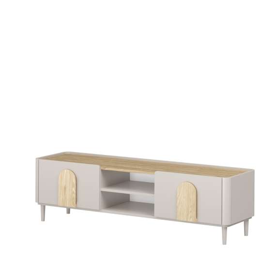 Tv-ben AMILIO - 170x48 cm - 1 skuff- 1 dør- cashmere - oljet eik