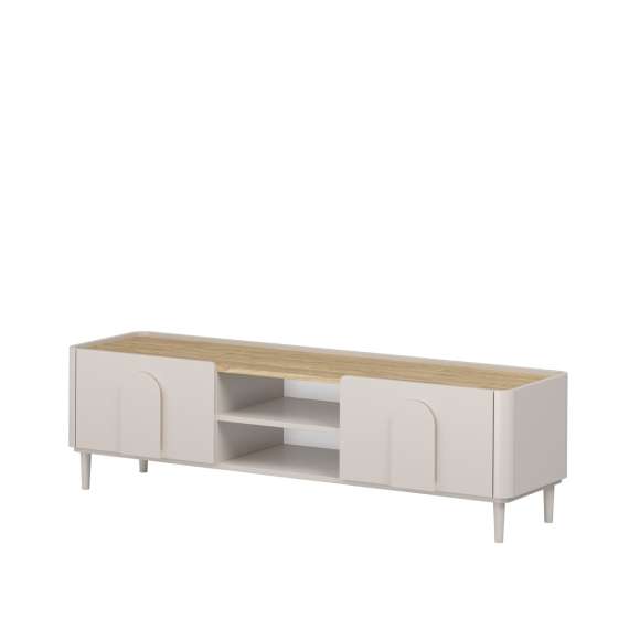 Tv-ben AMILIO - 170x48 cm - 1 skuff- 1 dør- cashmere - oljet eik