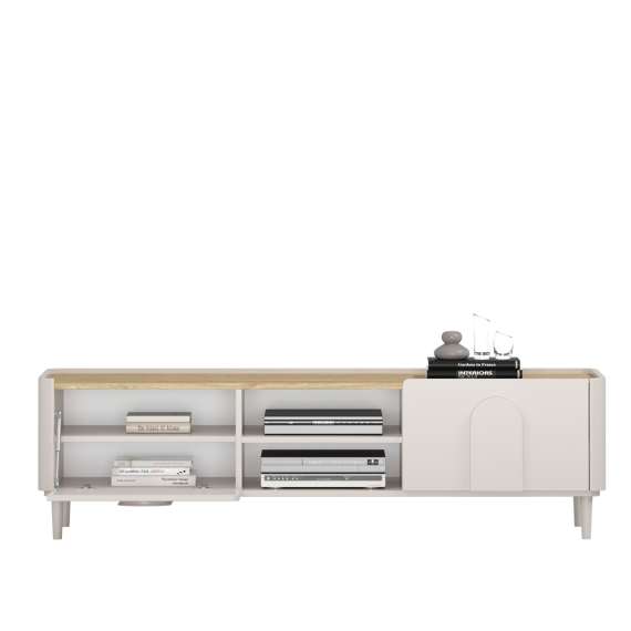 Tv-ben AMILIO - 170x48 cm - 1 skuff- 1 dør- cashmere - oljet eik