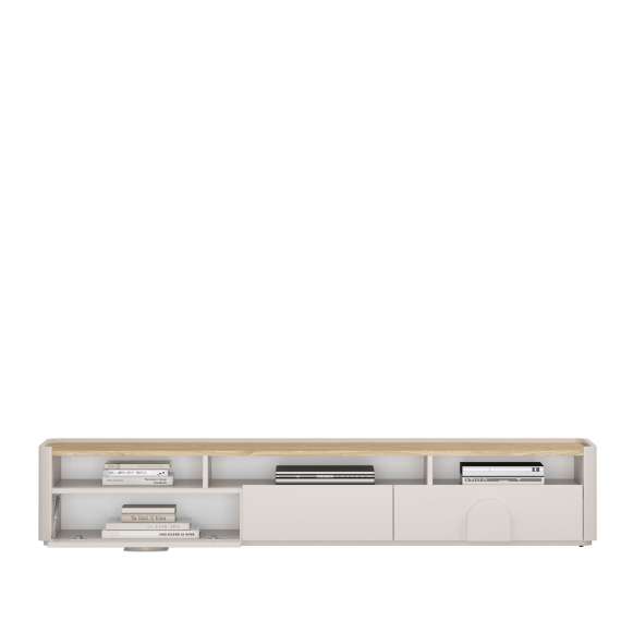 Tv-ben AMILIO 200x36 cm - 2 skuffer - 1 dør- cashmere - oljet eik