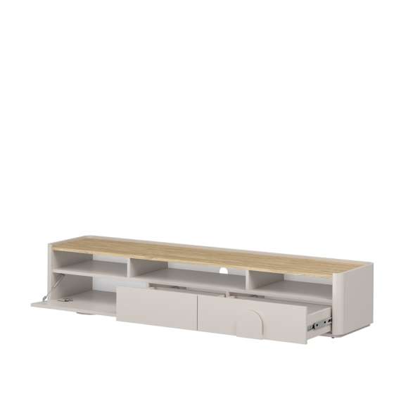Tv-ben AMILIO 200x36 cm - 2 skuffer - 1 dør- cashmere - oljet eik