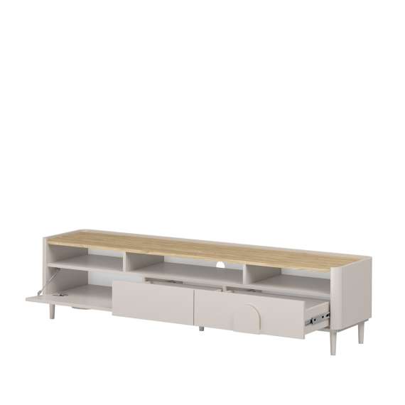 Tv-ben AMILIO 200x48 cm - 2 skuffer - 1 dør- cashmere - oljet eik