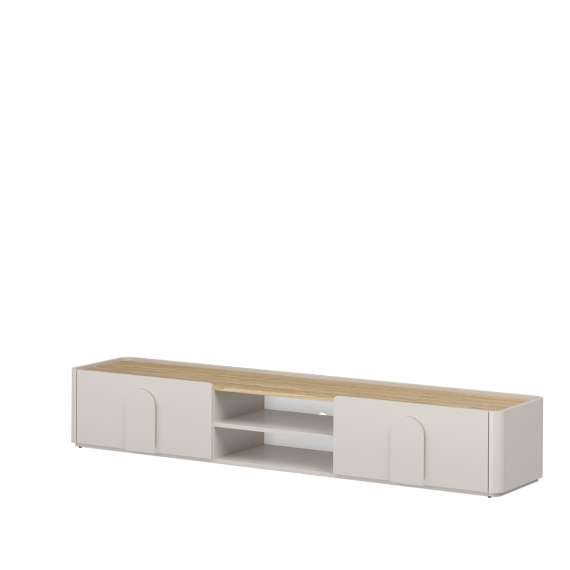 Tv-ben AMILIO - 220x36 cm - 1 skuff - 1 dør- cashmere - oljet eik