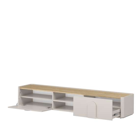 Tv-ben AMILIO - 220x36 cm - 1 skuff - 1 dør- cashmere - oljet eik