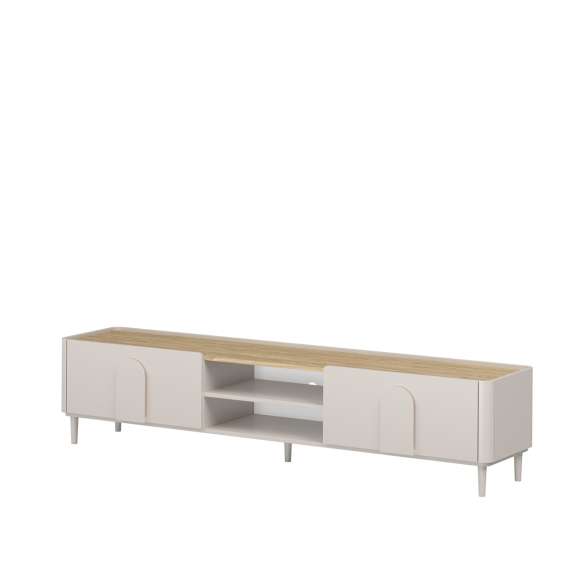 Tv-ben AMILIO 220x48 cm - 1 skuff - 1 dør- cashmere - oljet eik