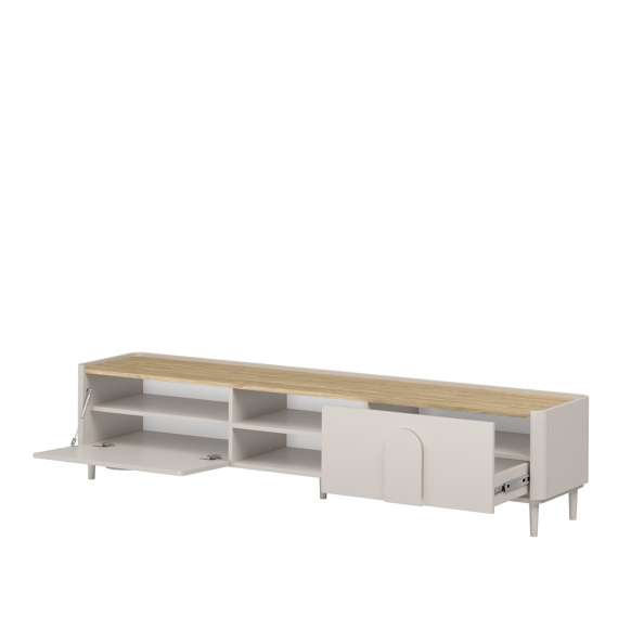 Tv-ben AMILIO 220x48 cm - 1 skuff - 1 dør- cashmere - oljet eik