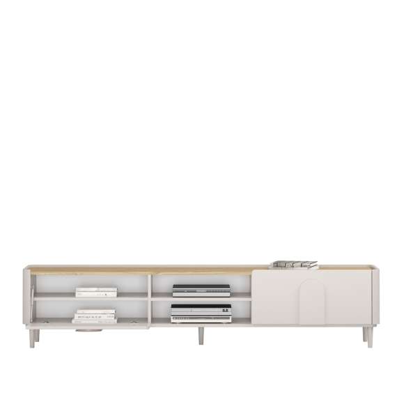 Tv-ben AMILIO 220x48 cm - 1 skuff - 1 dør- cashmere - oljet eik