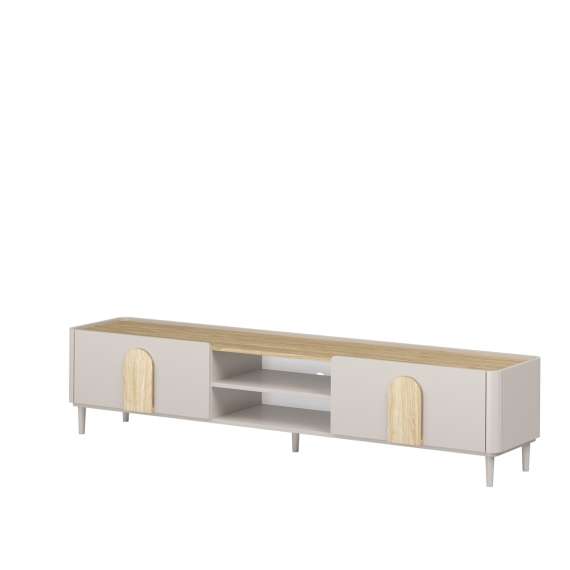 Tv-ben AMILIO 220x48 cm - 1 skuff - 1 dør- cashmere - oljet eik