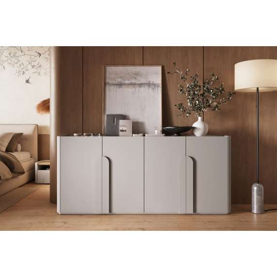 Skjenk AMILIO - 200x89 cm - 4 dører - cashmere - oljet eik