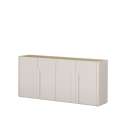 Skjenk AMILIO - 200x89 cm - 4 dører - cashmere - oljet eik