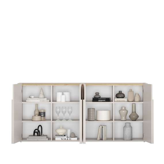 Skjenk AMILIO - 200x89 cm - 4 dører - cashmere - oljet eik