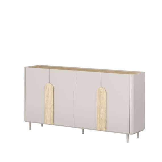 Skjenk AMILIO - 200x102 cm - 4 dører - cashmere - oljet eik - tre bein