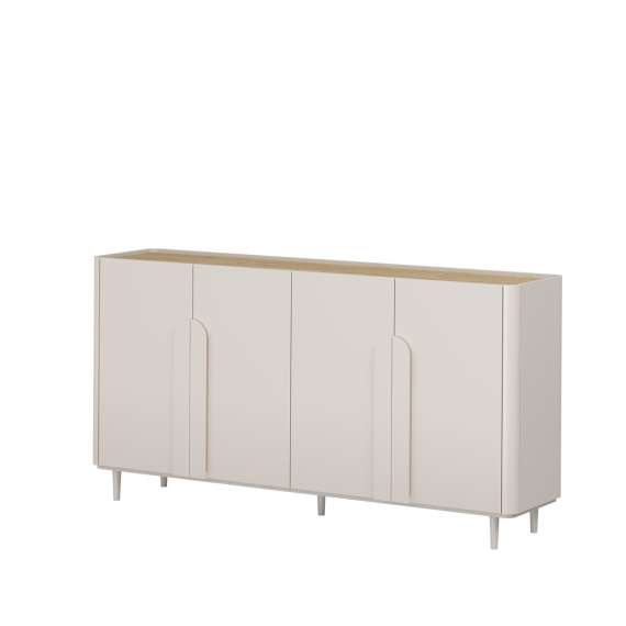 Skjenk AMILIO - 200x102 cm - 4 dører - cashmere - oljet eik - tre bein