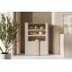 Vitrineskap AMILIO - 100x138 cm - 2 dører - cashmere - oljet eik