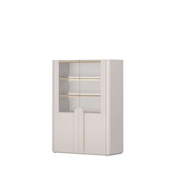 Vitrineskap AMILIO - 100x138 cm - 2 dører - cashmere - oljet eik