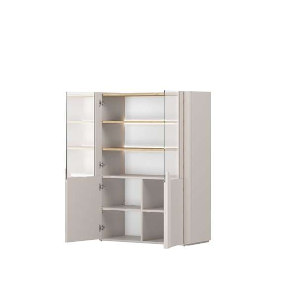 Vitrineskap AMILIO - 100x138 cm - 2 dører - cashmere - oljet eik