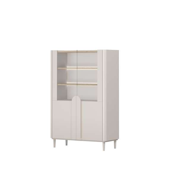 Vitrineskap AMILIO - 100x150 cm - 2 dører - cashmere - oljet eik