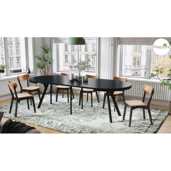 Spisebord VITO 110-310 cm - svart matt - svart bein - uttrekkbart