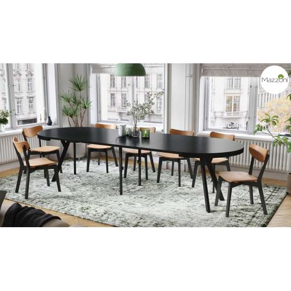 Spisebord VITO 110-310 cm - svart matt - svart bein - uttrekkbart