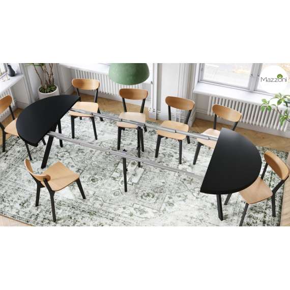 Spisebord VITO 110-310 cm - svart matt - svart bein - uttrekkbart