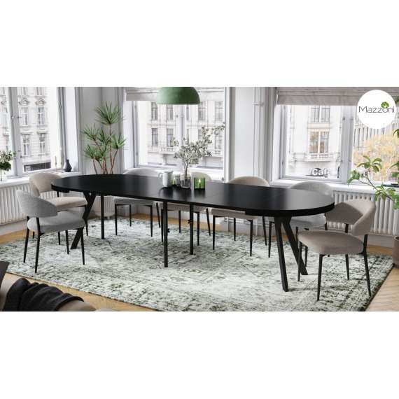 Spisebord VITO 110-310 cm - svart matt - svart bein - uttrekkbart