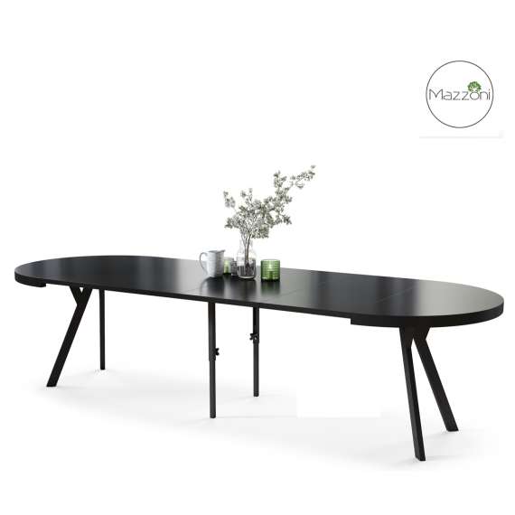 Spisebord VITO 110-310 cm - svart matt - svart bein - uttrekkbart