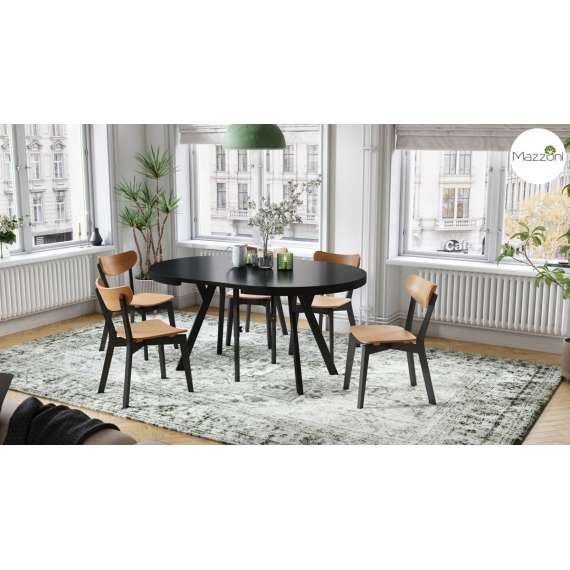 Spisebord VITO 110-310 cm - svart matt - svart bein - uttrekkbart