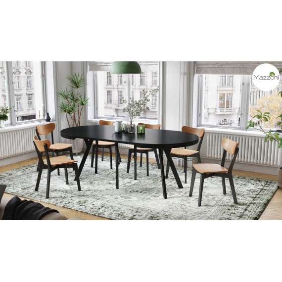 Spisebord VITO 110-310 cm - svart matt - svart bein - uttrekkbart