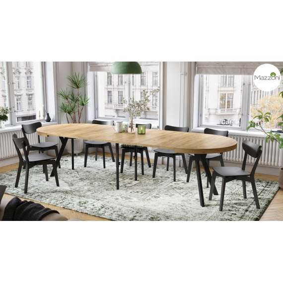 Spisebord VITO 110-310 cm - eik craft - svart bein - uttrekkbart