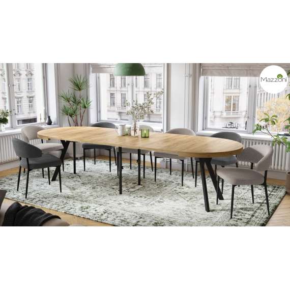 Spisebord VITO 110-310 cm - eik craft - svart bein - uttrekkbart