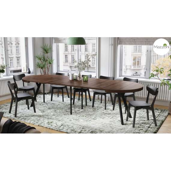 Spisebord VITO 110-310 cm - eik brun - svart bein - uttrekkbart