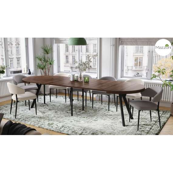 Spisebord VITO 110-310 cm - eik brun - svart bein - uttrekkbart